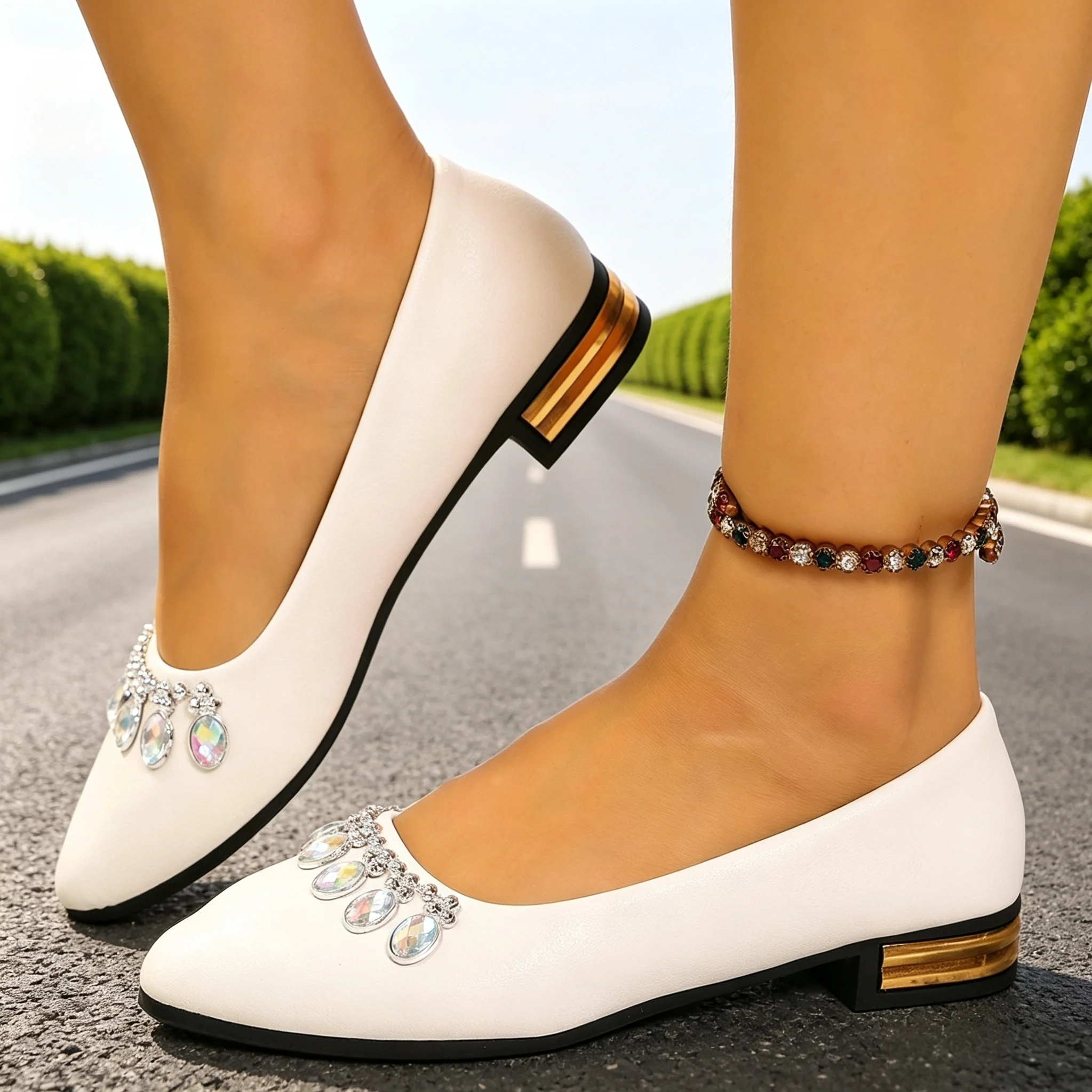Women'S Shoes - Женские балетки с заостренным носком, большие