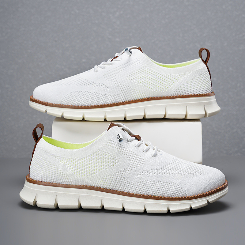 Новые мужские дышащие лоферы и – обзор и цена Knit Fabric Lace Up Sneakers