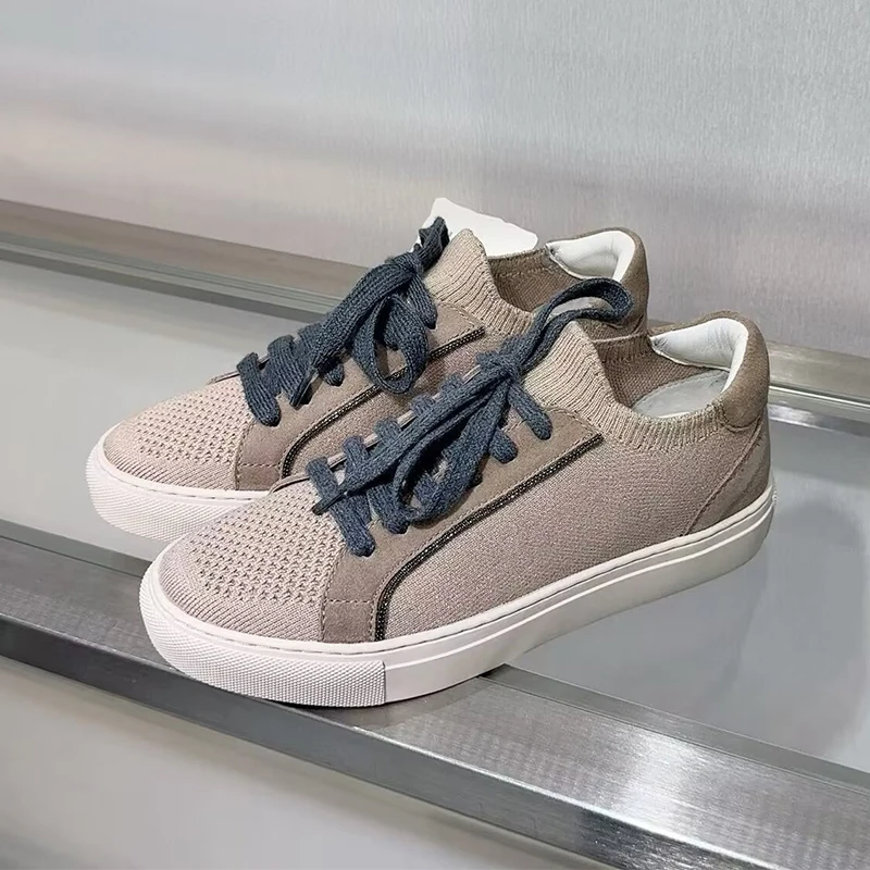 Женские вязаные дышащие кроссо – обзор и цена Knit Fabric Lace Up Sneakers